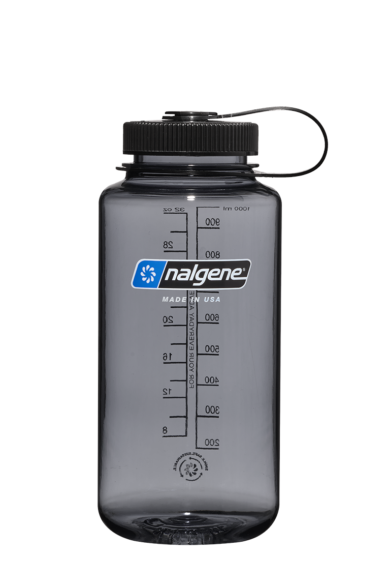 Nalgene Sustain 32 oz Wide Mouth Bottle - Gray W/Blk Lid