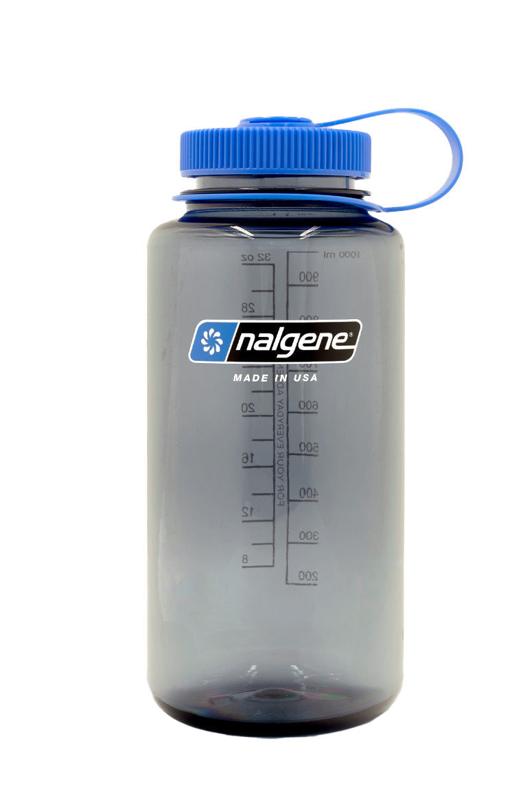 Nalgene Sustain 32 oz Wide Mouth Bottle - Gray W/Blu Lid