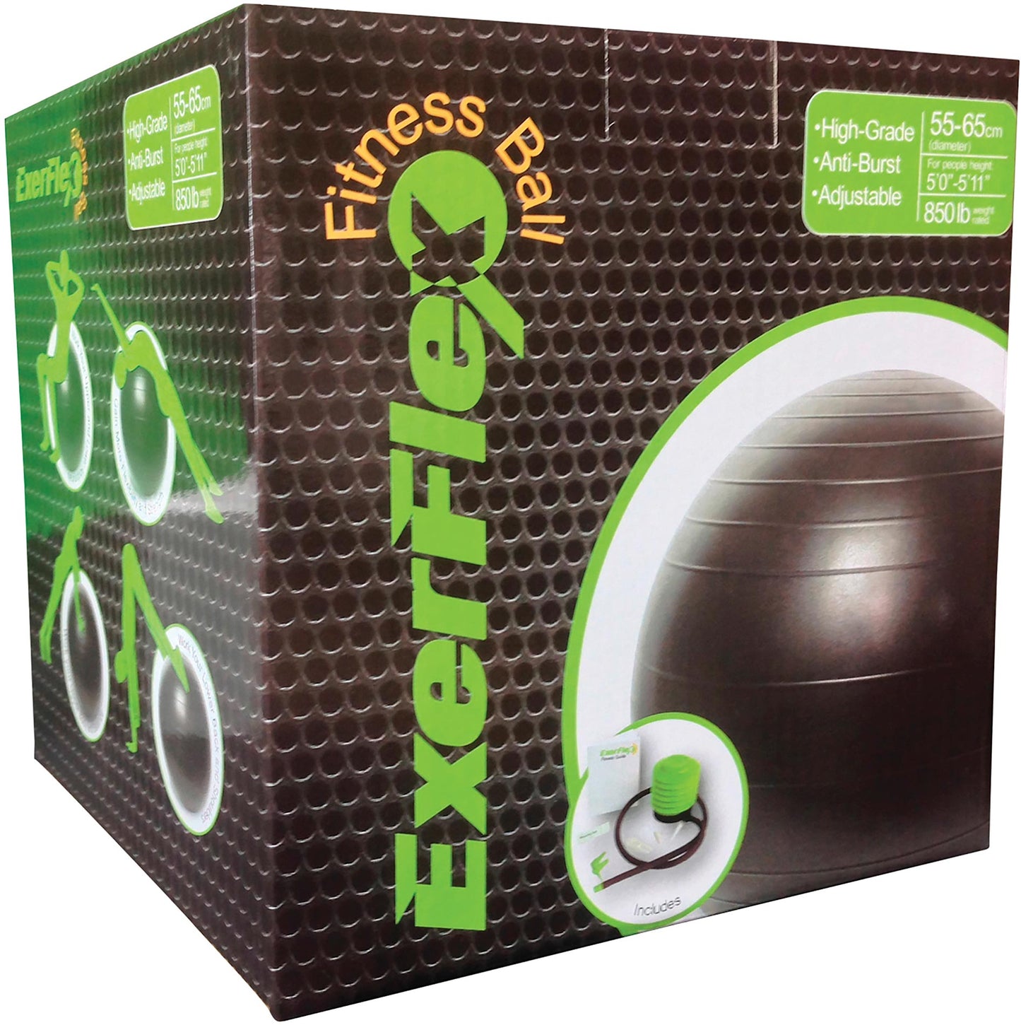 Everflex Fitness Ball Adjustable Size From 21-25"